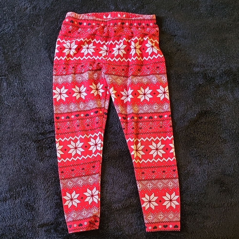 Festive Red and White Kids Leggings